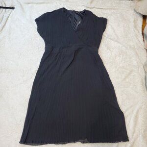 NWT Boohoo Black Occasion Office Formal‎ Pleated Wrap Plus Size Midi Dress 20